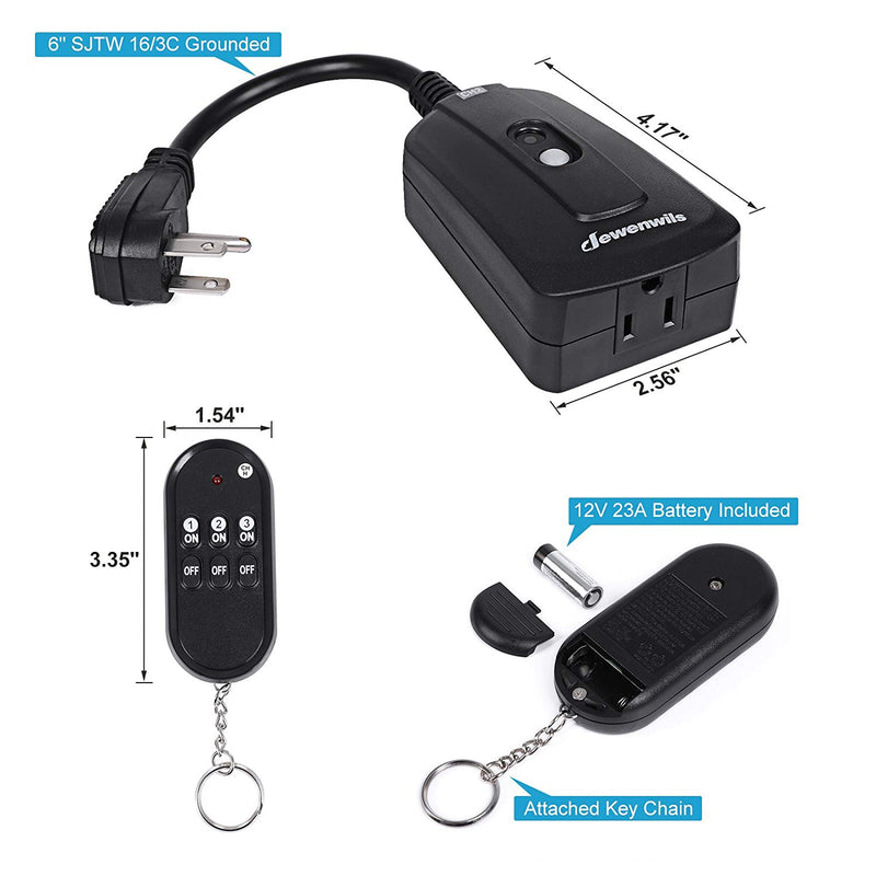 Wireless Remote Control 3 Outlet Plug On OFF Electrical Grounded